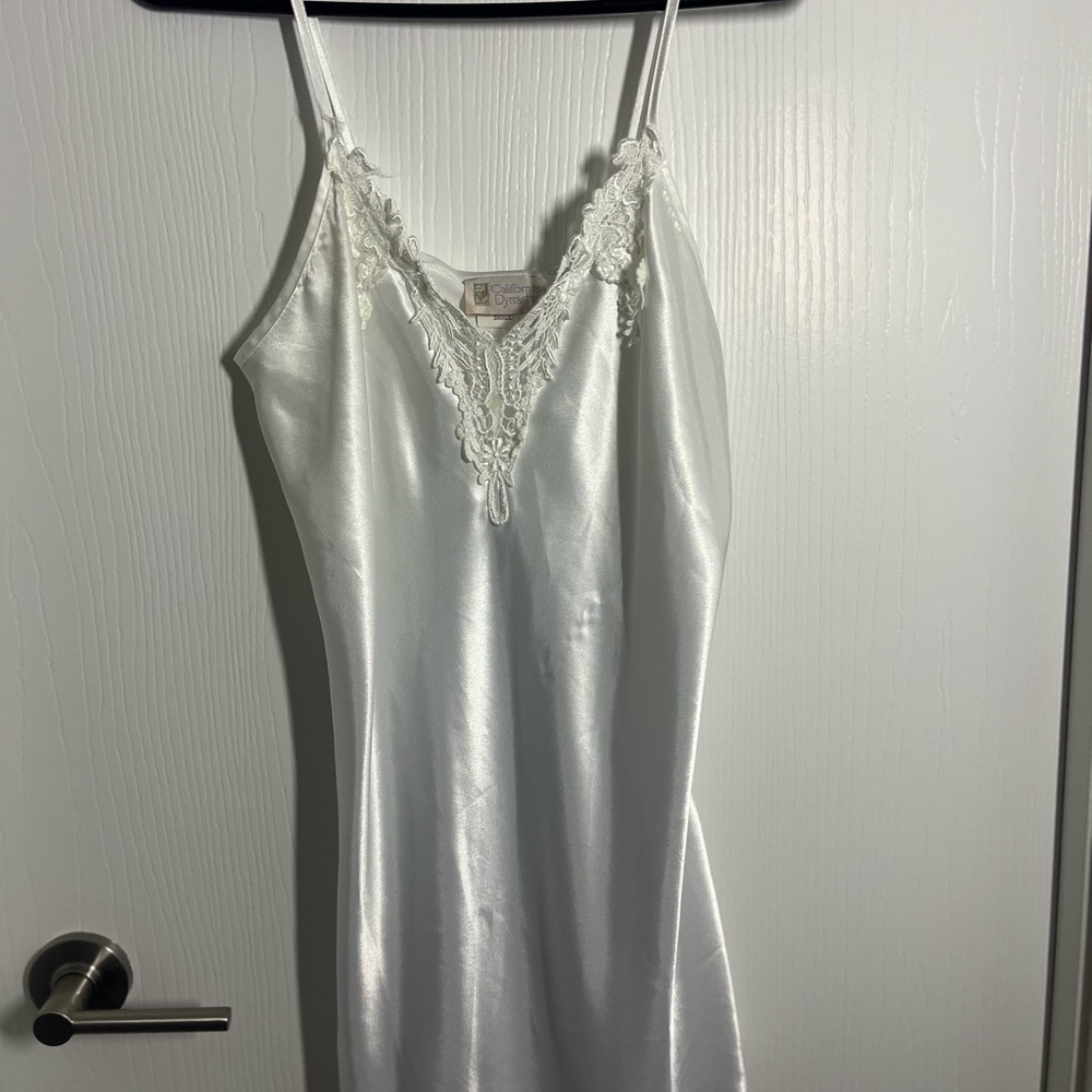 Luxurious Satin Chemise with Lace Trim